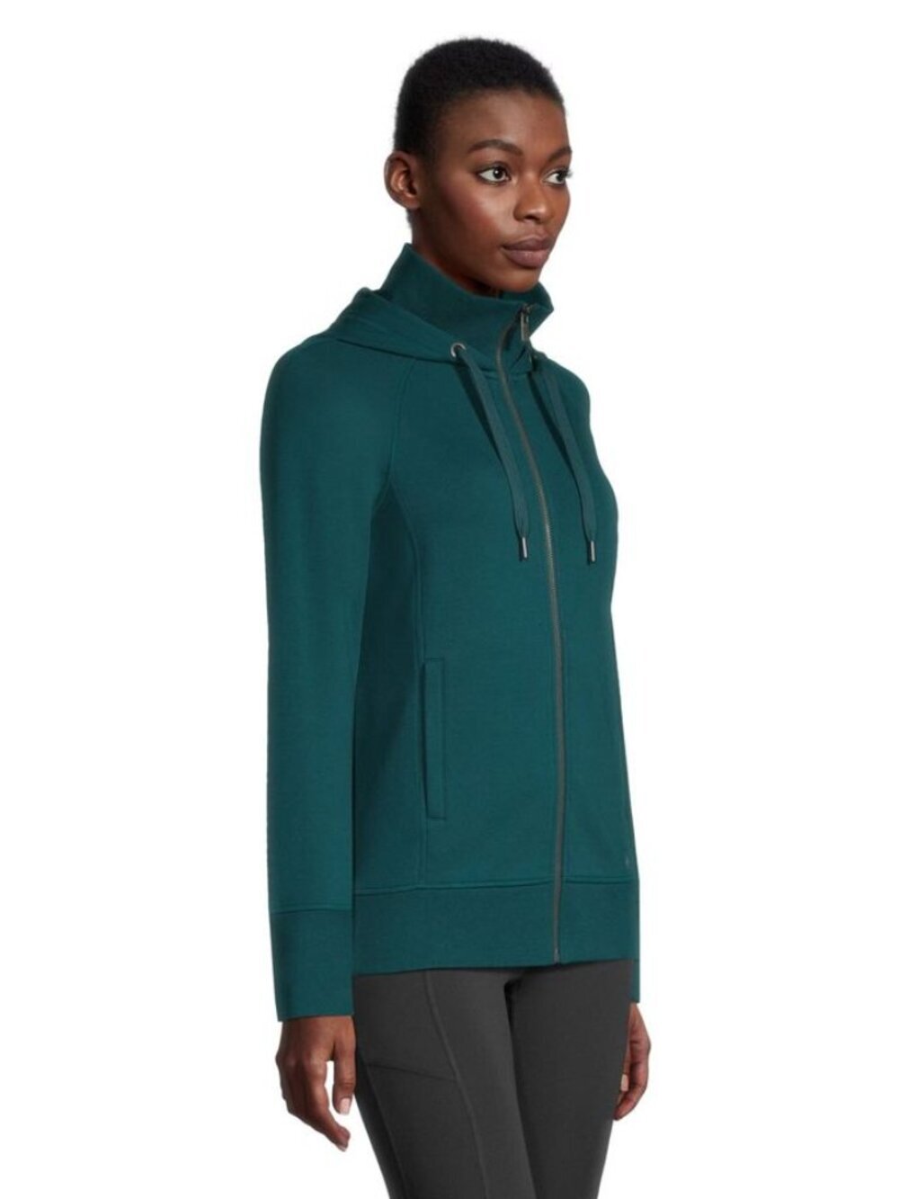 Shambhala Dark Green Full Zip Hoodie with High Neck Collar